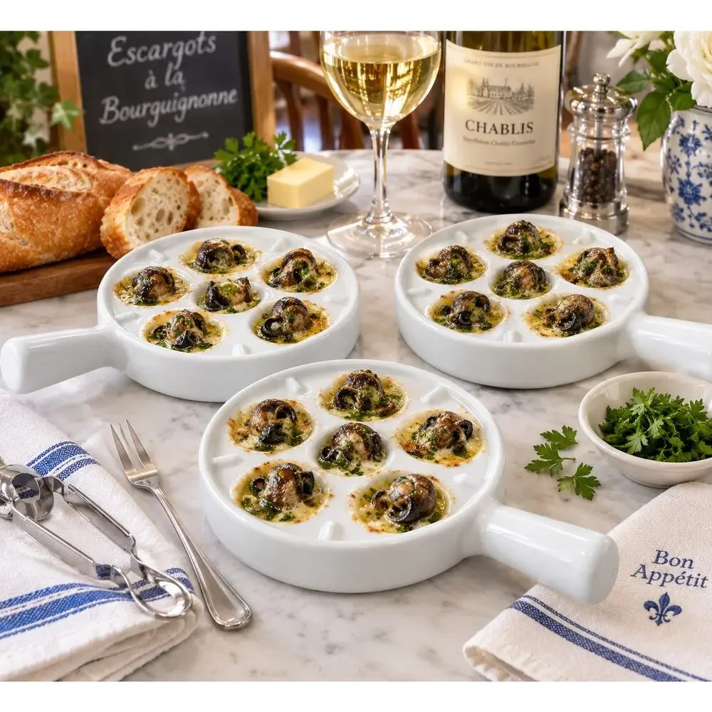 BIA Cordon Bleu Escargot Snail Bakers White Set of 3